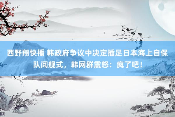 西野翔快播 韩政府争议中决定插足日本海上自保队阅舰式，韩网群震怒：疯了吧！