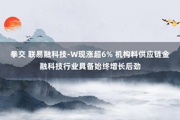 拳交 联易融科技-W现涨超6% 机构料供应链金融科技行业具备始终增长后劲