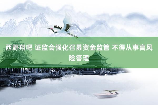 西野翔吧 证监会强化召募资金监管 不得从事高风险答理